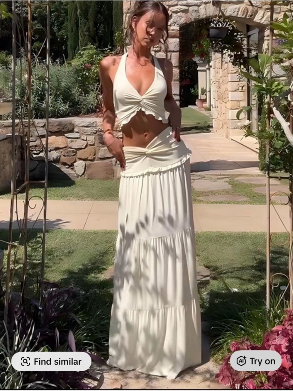 Cream Tiered Maxi Skirt - Women - Picture 1 of 1